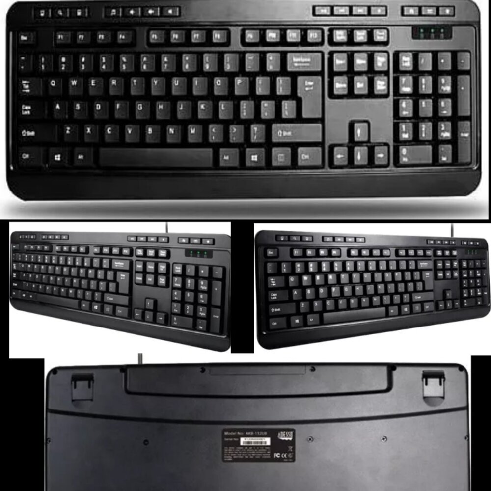 Adesso Spill-Resistant Multimedia Desktop Keyboard (USB) (AKB132UB)